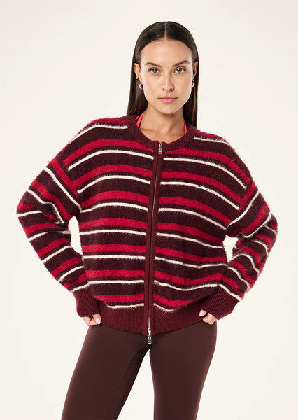 Sable Stripe Knit Bomber MAHOGANY STRIPE