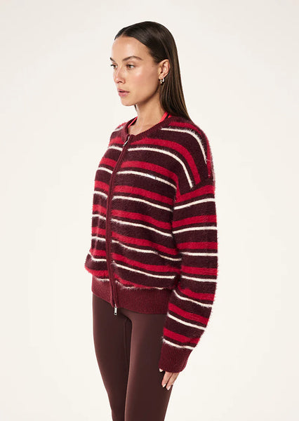 Sable Stripe Knit Bomber MAHOGANY STRIPE