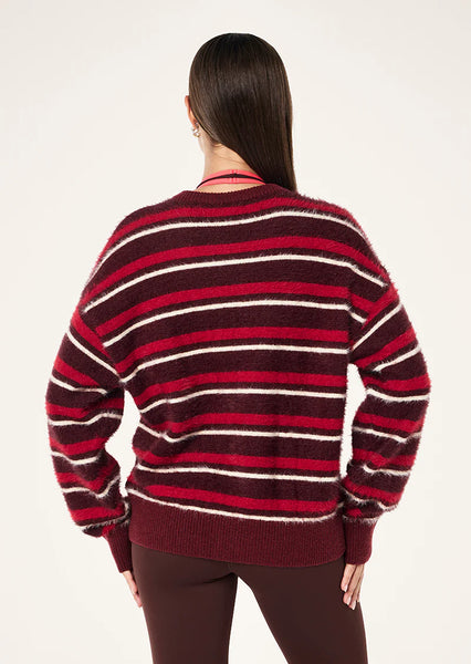 Sable Stripe Knit Bomber MAHOGANY STRIPE