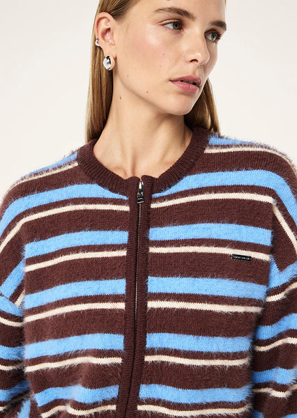 Sable Stripe Knit Bomber COFFEE STRIPE