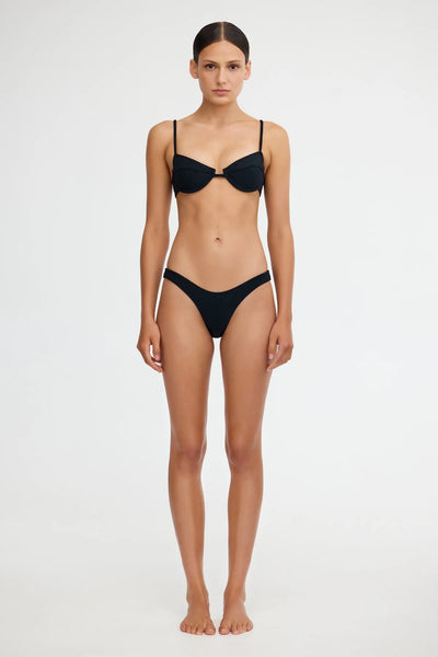 Lila V-Waist Bikini TEXTURED BLACK