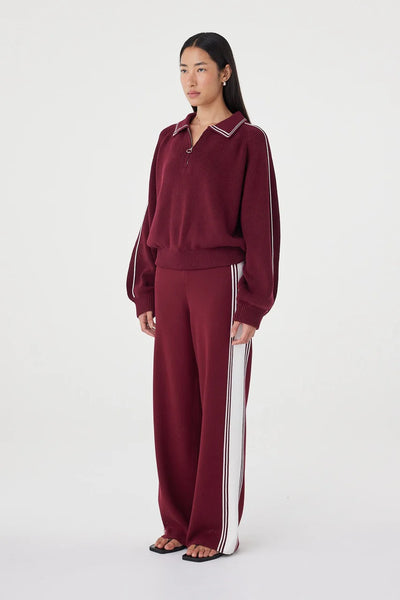 Nella Zip Sweater MERLOT & CREAM