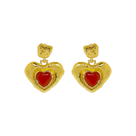 Suri Earrings CARNELIAN -  18K GOLD PLATED