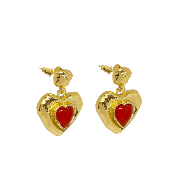 Suri Earrings CARNELIAN -  18K GOLD PLATED