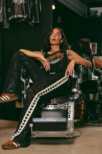 The Raving Hearts Lace Pants BLACK