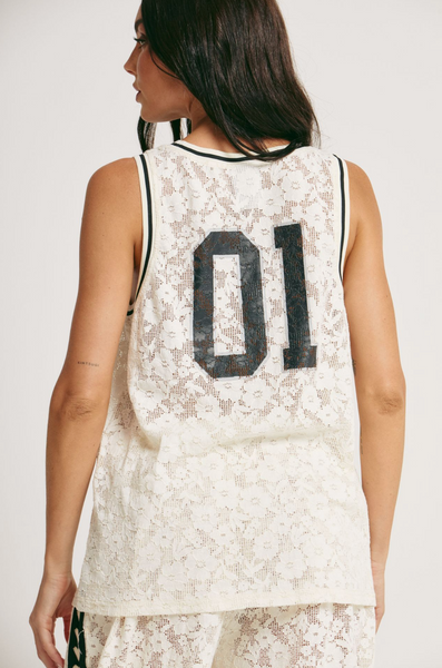 The Lace Basketball Singlet CREAM