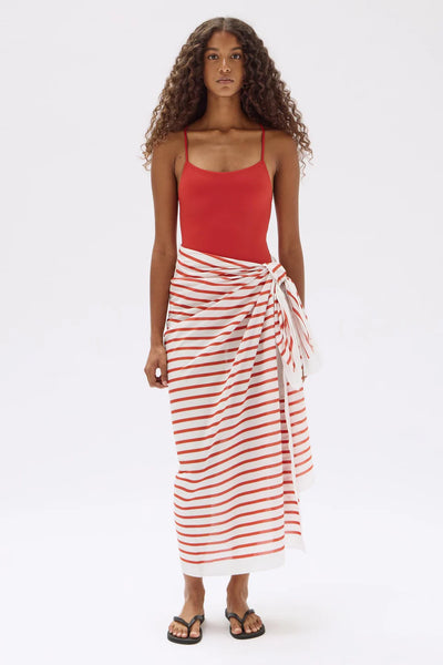 Stripe Cotton Sarong PAPAYA/CREAM