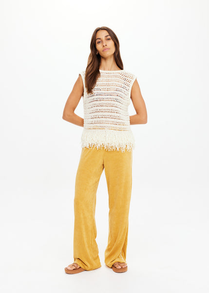 Kamali Knit Fringe Top CREAM