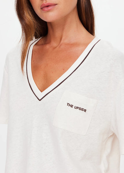 Elina V Neck Tee COCONUT