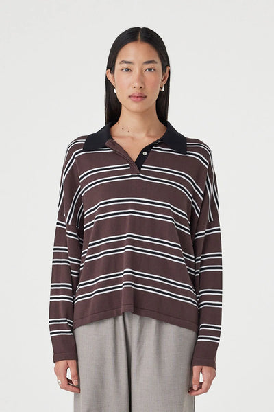 Rayne Knit Jersey - Espresso, Black & Cream Stripe