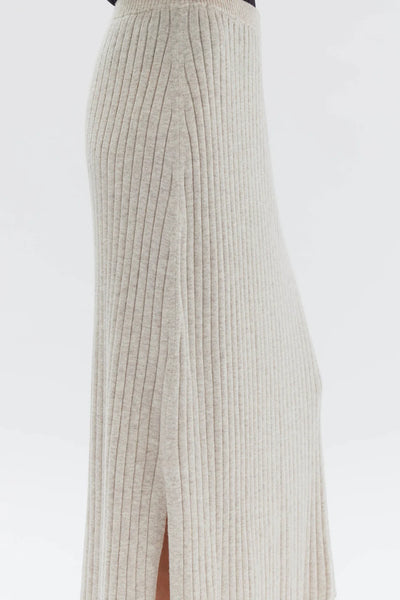 Wool Cashmere Rib Skirt OAT MARLE