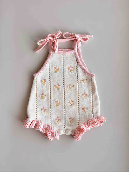 Bloom Pointelle Tie Romper COSMOS PINK