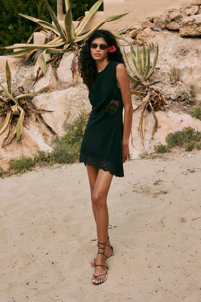Lily Silk Lace Mini Dress NOIR