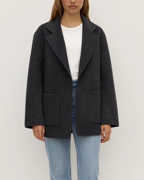 Calido Wool Single Breasted Coat CHARCOAL MARLE