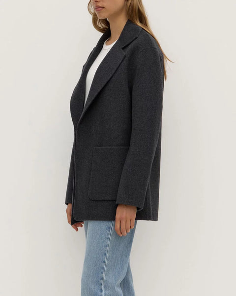 Calido Wool Single Breasted Coat CHARCOAL MARLE