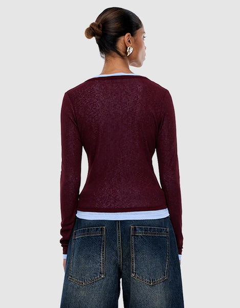 Blair Long Sleeve Top DEEP CHERRY RED