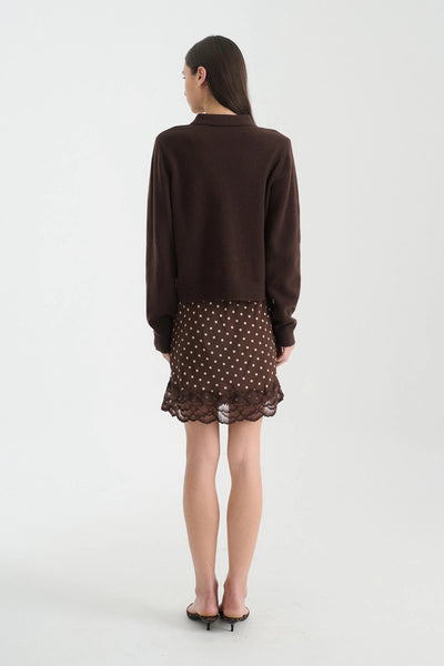 Marina Silk Mini Skirt CACAO SPOT