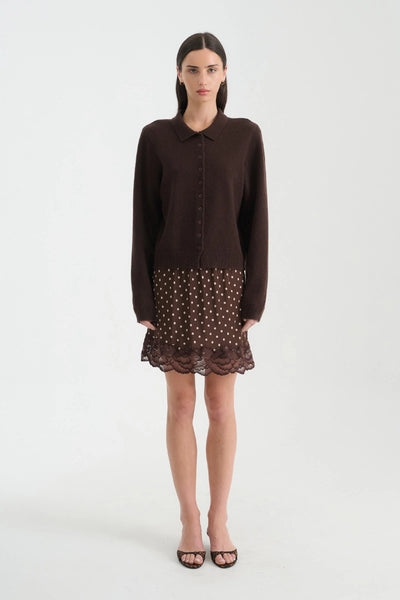 Marina Silk Mini Skirt CACAO SPOT