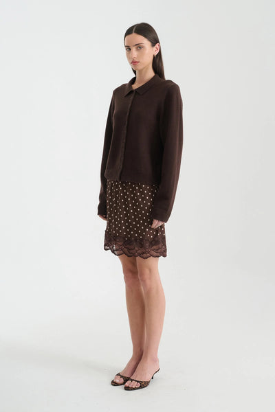 Marina Silk Mini Skirt CACAO SPOT