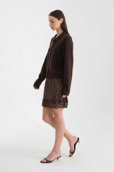 Marina Silk Mini Skirt CACAO SPOT