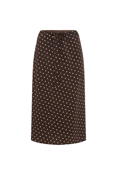 Frannie Silk Midi Skirt CACAO SPOT