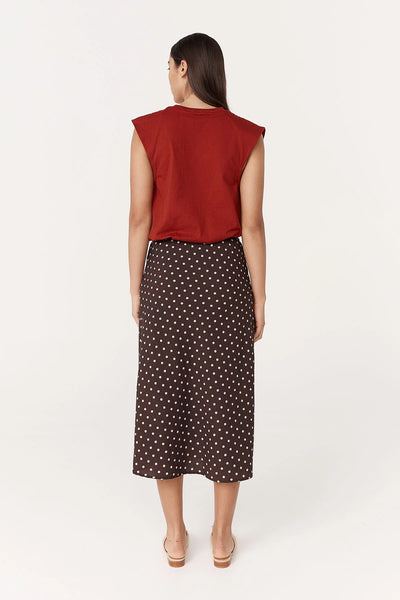 Frannie Silk Midi Skirt CACAO SPOT