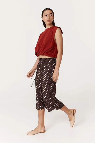 Frannie Silk Midi Skirt CACAO SPOT