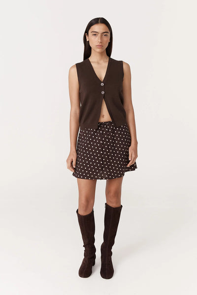 Frannie Silk Mini Skirt CACAO SPOT