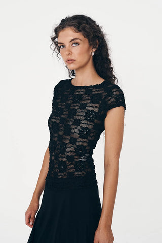 Galo Sunflower Lace Tee NOIR