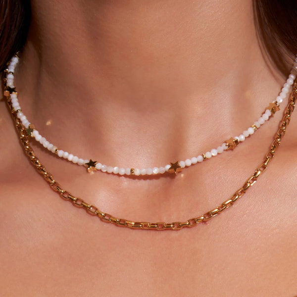 Superstar Gemstone Necklace WHITE JADE