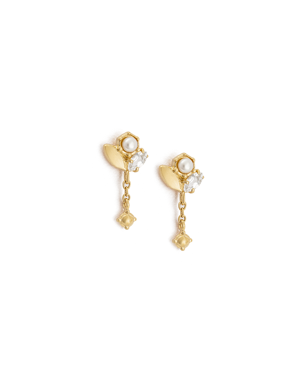 Slice Cluster Chain Studs 18K GOLD PLATED